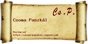 Csoma Paszkál névjegykártya